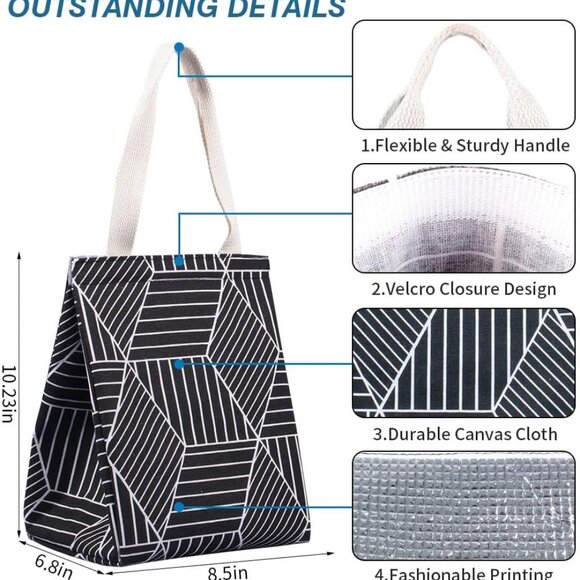 Insulated Lunch Bag for Women & Adults, 9L Foldable Wide-Open Cooler Bag with Po - Picture 2 of 7